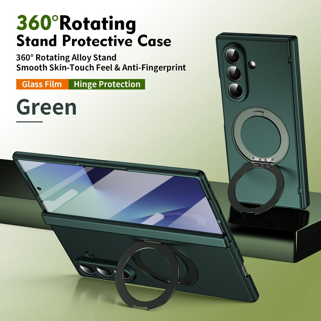 Ultrathin Magnetic Cover for Samsung Galaxy Z Fold 7/6/5 Multifunctional 360 Rotating Stand with Glass Screen Protector