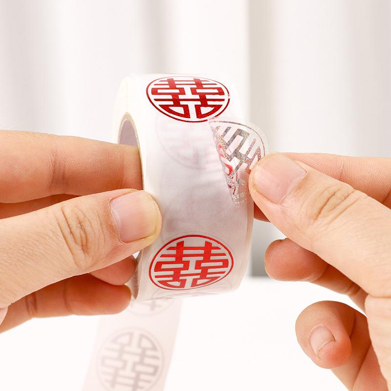 2 pieces of  500 stickers per roll Dragon Man Chinese Happy Character and Blessing Character Festival Stickers Wedding Gift Deco