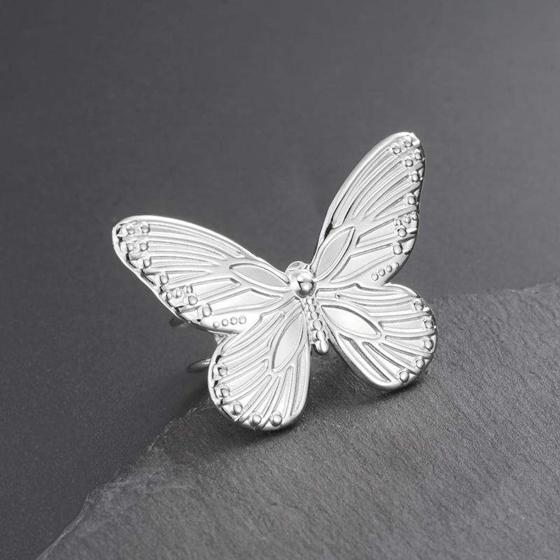 Stainless Steel Adjustable Butterfly Women'S Ring Gold Plated Finger Rings Trendy Jewelry Birthday Gift