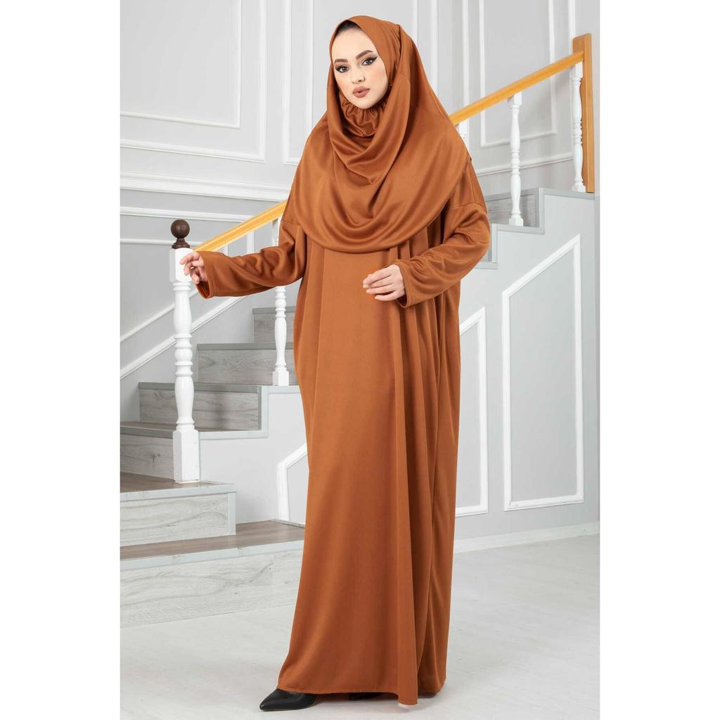 Yaqeen XL Khimar Driehoek Lange Hijab voor Muslimah, één stuk Jazz-stof Hoofddoek Materiaal Chadors Arabië Islamitische Gebedsjurk Moslim Sjaals Jilbab, Karamel, One size