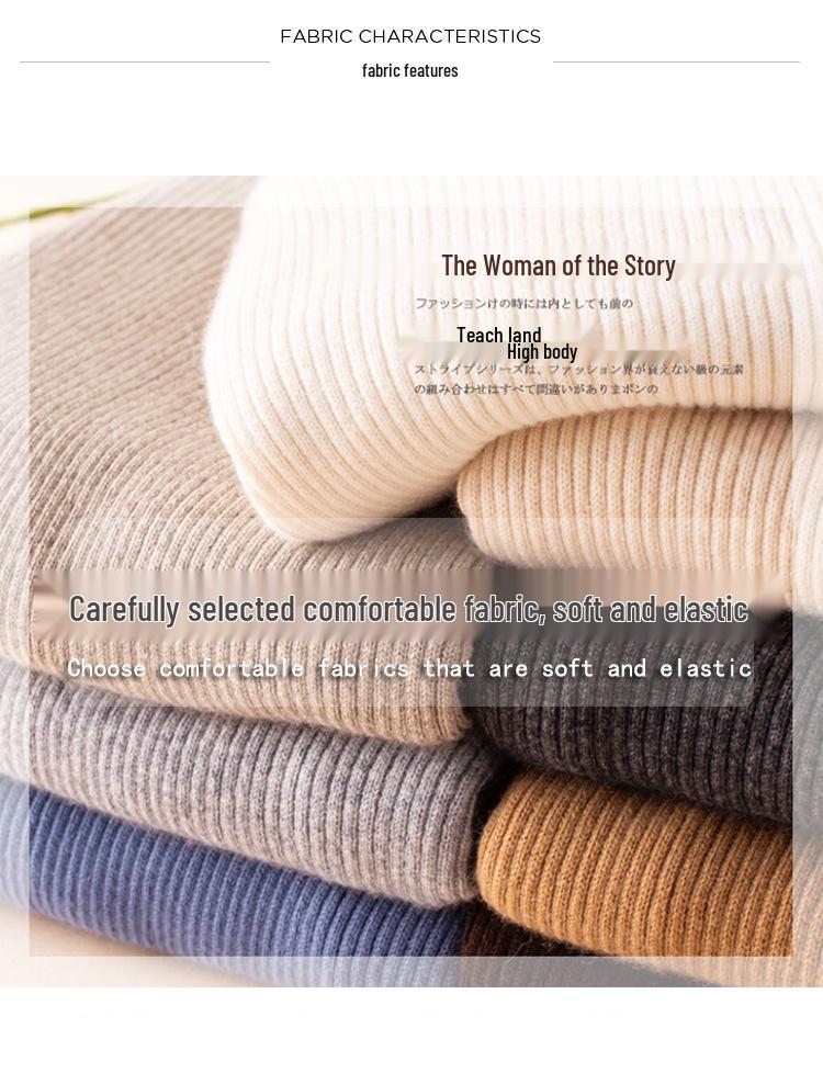 High-Neck Slim-Fit Women's Knit Pullover - Autumn/Winter 2024 Base Layer Sweater