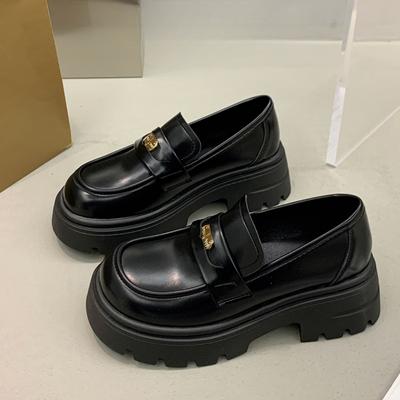 Authentic Leather Loafers Women's Shoes Spring New British Style Small Leather Shoes Thick Sole Increased by Mary Jane Shoes Pumps