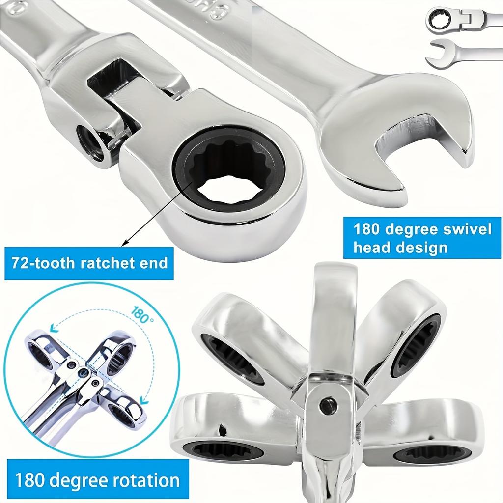 Multi-Function Ratchet Wrench 9mm, Two-Way Torque Industrial Grade 72-Tooth Design, Suitable for Various Equipment, Home Improvement Tools, Cars