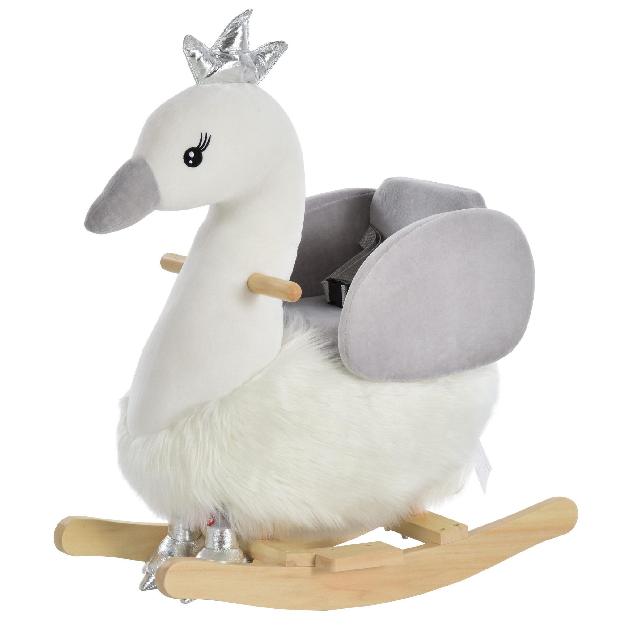 Plush Swan-Shaped Baby Rocking Toy for