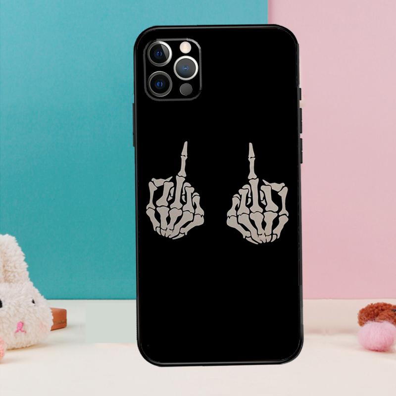 Skelett Mittelfinger Handyhülle Für iPhone 16 14 13 12 11 15 Pro Max 12 13 mini XR 15 16 Plus 16e Hülle Coque