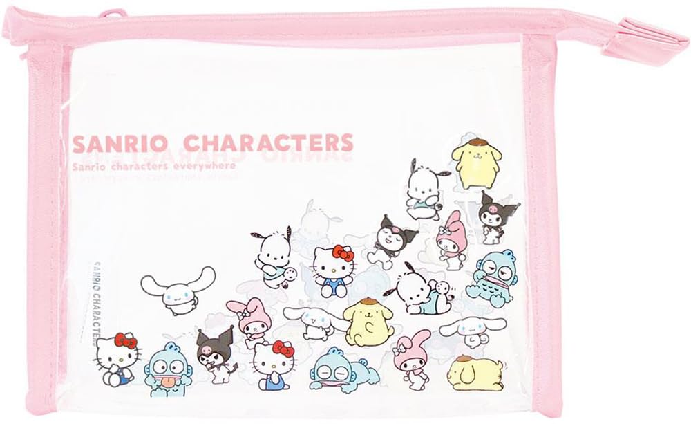 Tees Factory Sanrio Hello My and Cinnamoroll Border Pouch Collection Kitty, Kuromi, Melody, Pompompurin, Pochacco, Hangyodon, SR-5544373SG