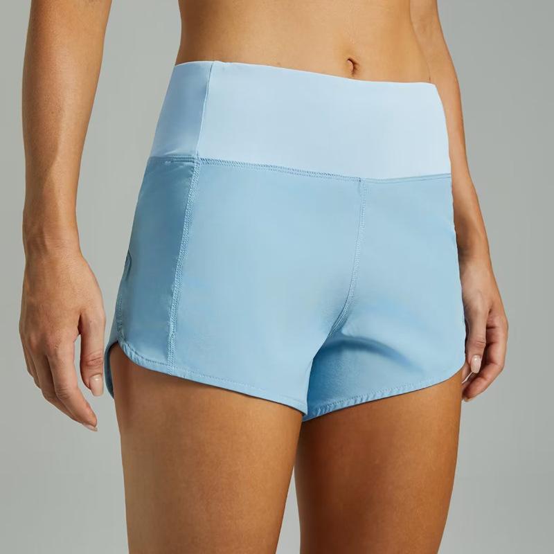 

Жіночі спортивні шорти-hotpants для йоги, фітнесу, з високою талією, з підкладкою, для легкої атлетики, марафону L небо синє кольору