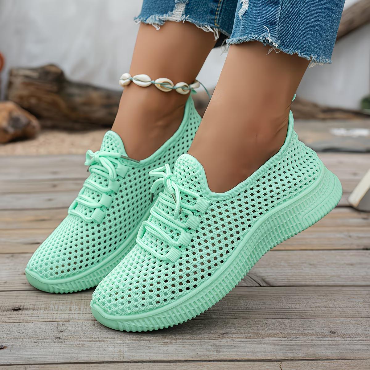 Women S Casual Sports Mesh Shoes, Fashionable All-Match Women S Casual Shoes, Ultra-Light Sole, Multi-Color Available., Women Shoes, Sneakers 36 зелёный