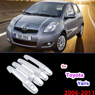 Juego de molduras de cubierta de manijas cromadas para Toyota Yaris Vitz XP90 2006 ~ 2011, pegatinas de accesorios para automóviles, estilo de coche 2007 2008 2009
