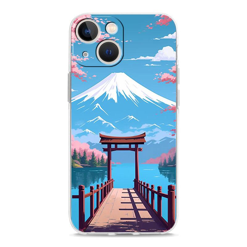 Phone Case For iPhone 16 Cases iPhone 15 12 13 14 16 Pro Max X XR XS Max 15 Plus iPhone11 Cover Japan Mount Fuji Cherry Blossom