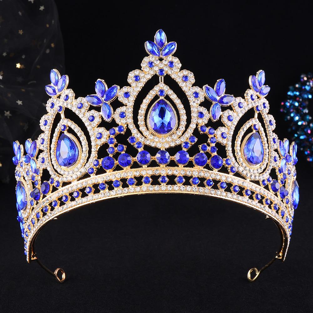 DIEZI Baroque Luxury 17 Colors AB Rhinestone Crystal Tiara For Women Wedding Party Elegant Bridal Bride Crown Hair Accessories