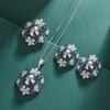 Platinum Grey Pearl Ring Tahiti Deep Sea Emerald Zircon Flower Necklace Earnail Set Jewelry Women
