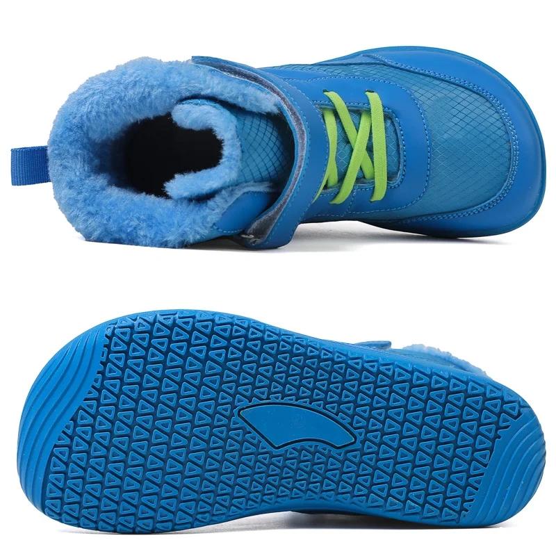 Kinder Schuhe mit breiter Zehenbox Barfußschuhe Winter Wasserdicht Schneestiefel Minimalistische Sneaker Schuhe Outdoor Wanderschuhe Mädchen Jungen Sneaker