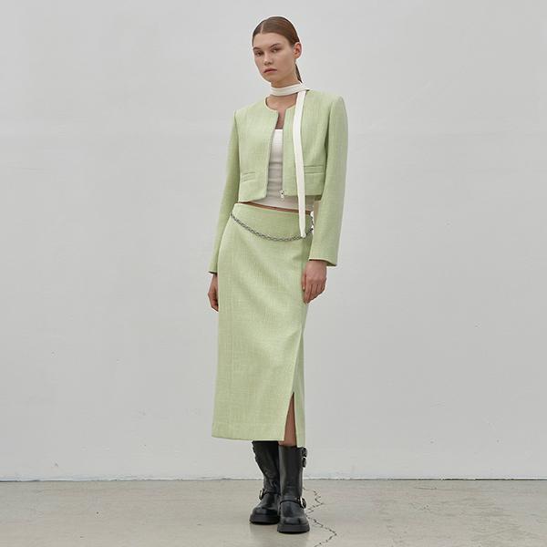ATELIER NAIN Linda Tweed Set-Up H Line Skirt(Sk-4903)