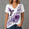 Women's 3D Print V-Neck Short Sleeve T-Shirt Loose Fit Casual Top