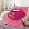 Colorful Pop Art Lips with Strawberry Throw Lightweight 240g Flannel Blanket Soft Skin-friendly for Summer Cooling