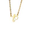 Fashion Initial Pendant Necklace For Women Letter Name Hollow Out Heart Charm Stainless Steel Gold Color Chain Jewelry Gift