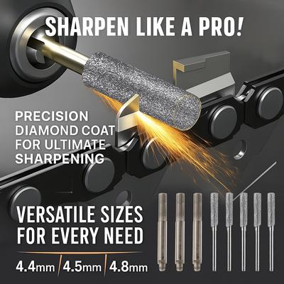 5 Stück diamantbeschichteter zylindrischer Grat 4,4/4,5/4,8 mm Kettensägenschärfer Steinfeile Kettensäge Schärfen Schnitzen Schleifwerkzeuge