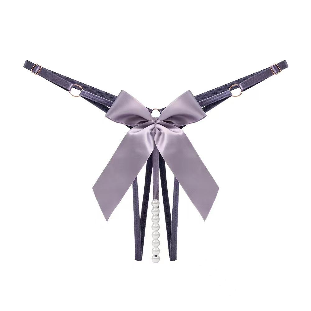 Adjustable Plus Size Open Crotch Beaded Thong Lingerie for Women