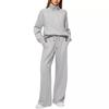 2025Women Coat Pants Set Stand Collar Long Sleeve Zip-up Elastic Cuff Jacket Drawstring Stretchy High Waist Wide Leg Trousers Sport Tracksuit