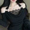 Autumn Winter Modal Lace Halter Slim Fit Long Sleeve Women's Top