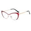 SHAUNA Anti-Blue Light Fashion Women Cat Eye Optical Glasses Frames Spring Hinger Metal Gradient Sunglasses UV400
