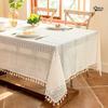 Elegant Lace Tablecloth With Tassel Trim Floral French Style Dining Table Cover Waterproof Anti-Slip Decorative