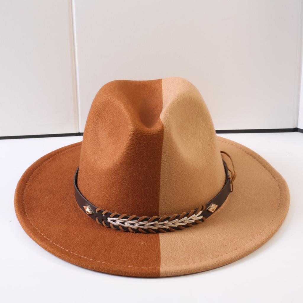 Popolare cappello a cilindro a tesa larga bicolore classico europeo e americano moda uomo e donna stile OL cappello da cowboy cappello jazz