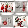 New Christmas Pillowcase Linen Print Santa Claus Snowman House Decoration Festive Pillowcase
