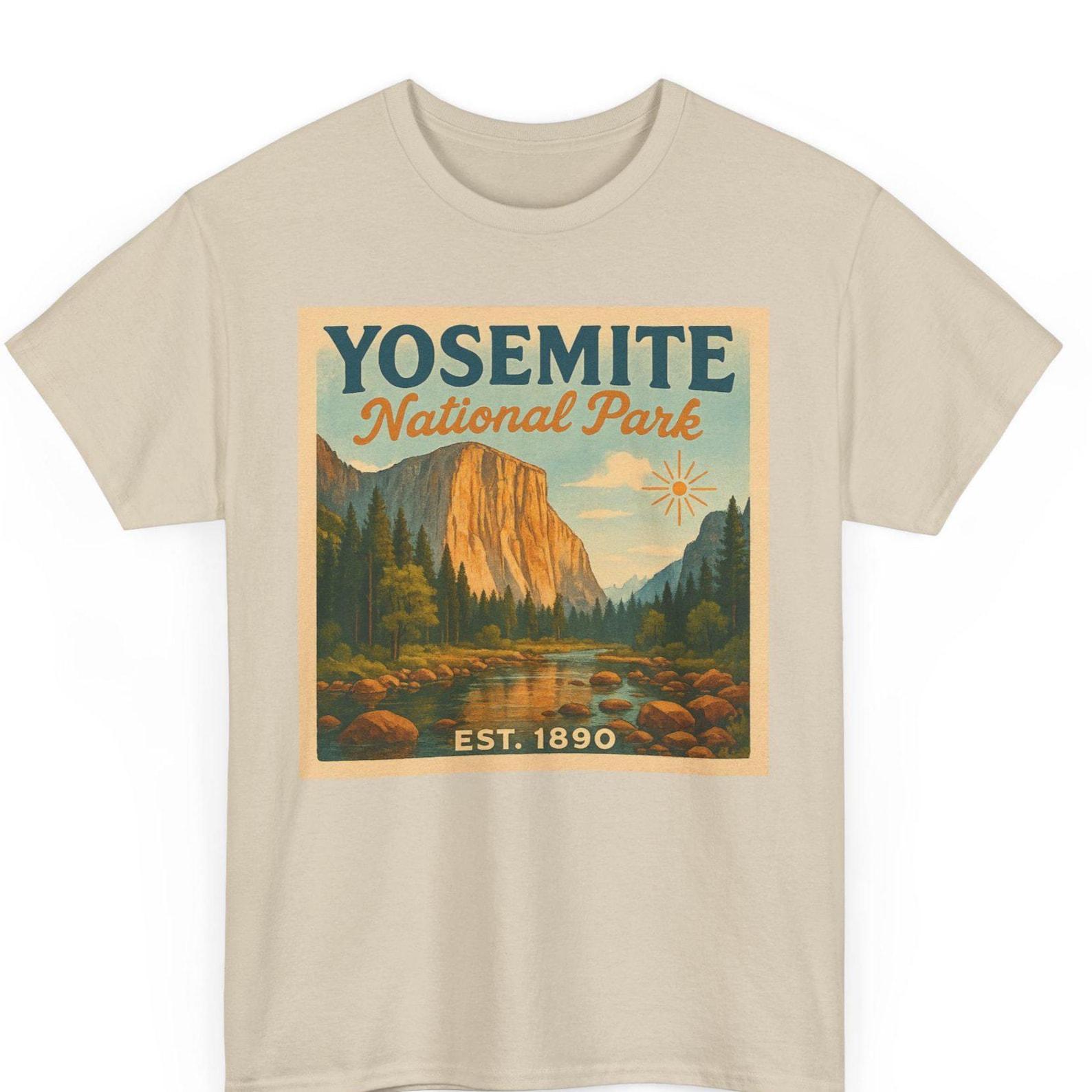 Yosemite National Park T-Shirt: Retro Mountain Graphic Tee L