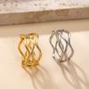 Irregular Waves Ring Stainless Steel Gold Color Women Trendy Rings Geometric Zircon Birthday Gift Wholesale