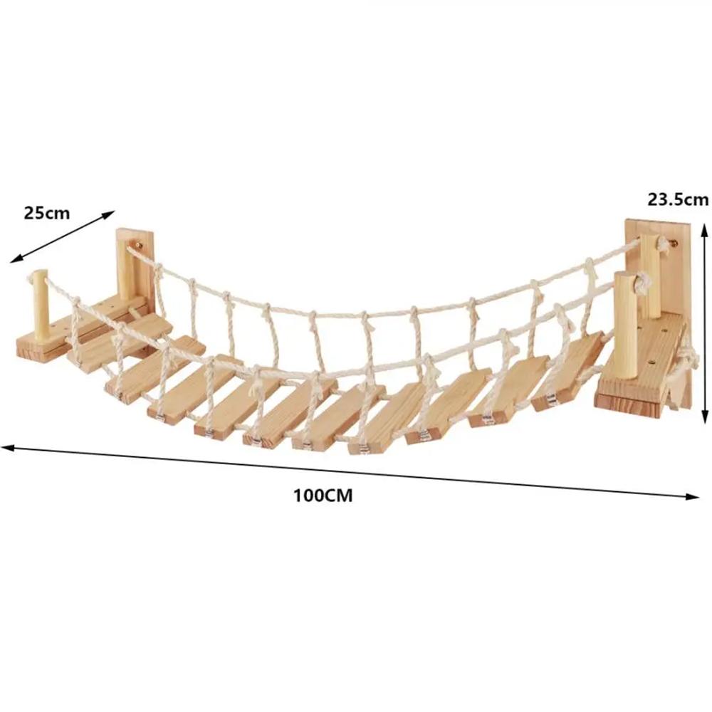 Katzenmöbel Massivholz Hängebrücke Wandmontage Sisal Katzenkletterleiter Stufen für Katzen zur Bewegung und zum Spielen