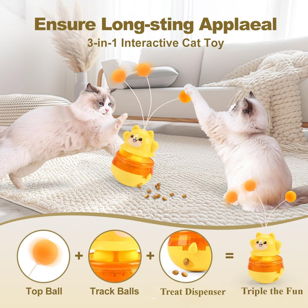 Interactive Cat Treat Toys Puzzle Feeder for Indoor Cats Slow Food Dispenser with Adjustable Hole Cat Toys for Exercise Boredom