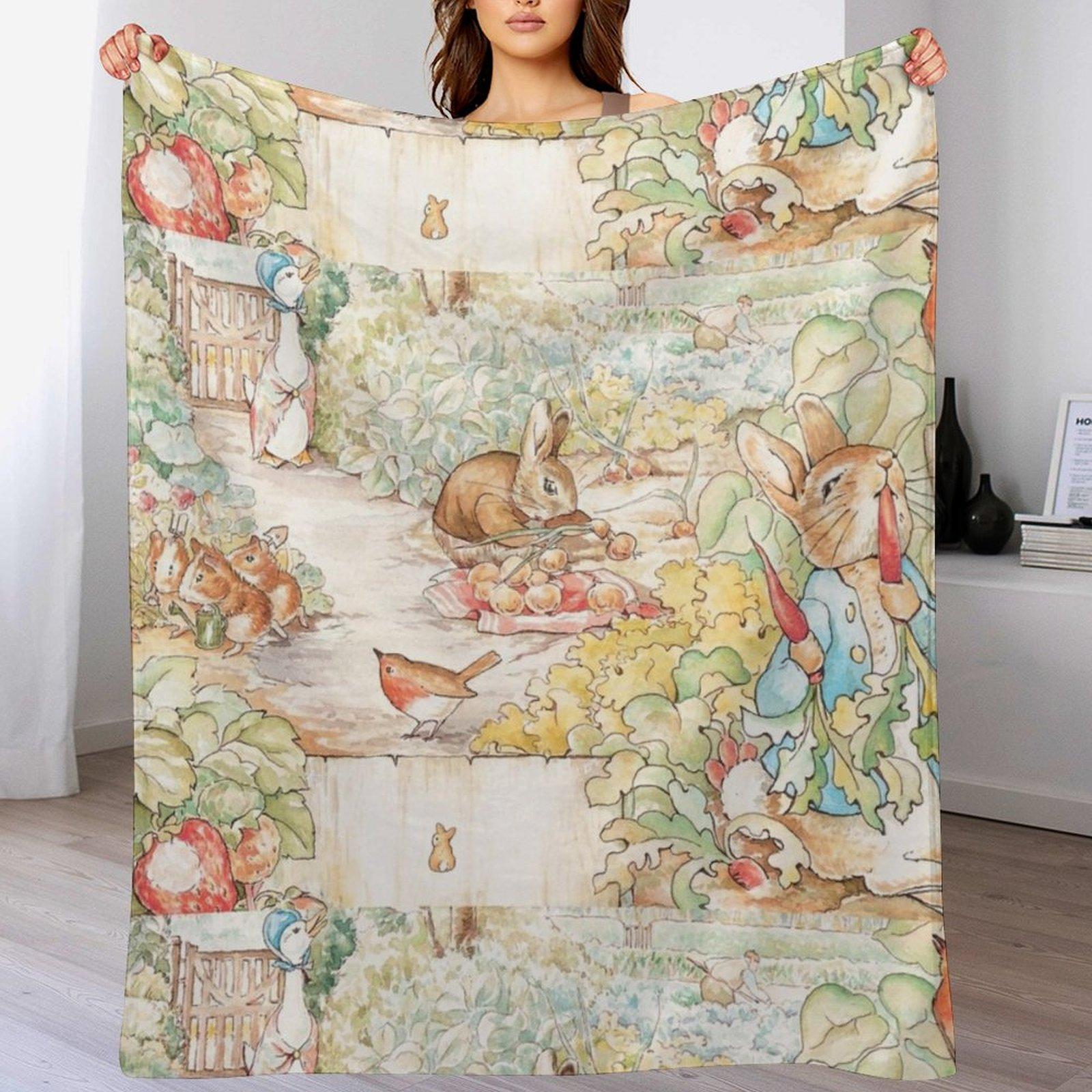 The World Of Beatrix Potter large vintage illustration Throw Blanket Camping KidS Blankets 102x76cm(40x30in)