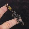 Carved Tiger's Eye Pendant Copper Wire Wrapped Pendant Snake Pendant Gemstone Copper Jewelry Handmade Pendant Wire Wrap Jewelry Gift For Him