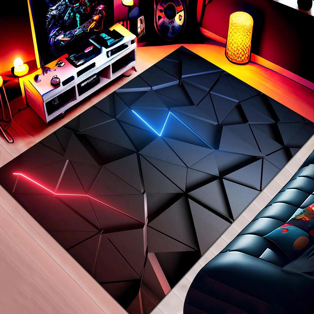 3D geometrický koberec Neonová světla Koberce Šestiúhelníky Koberce pro domácí hraní Herna Dekor Obývací pokoj Ložnice Teens E-Sport Koberec Mat