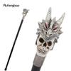 Silver Resin Skull Dragon Head Walking Cane Fashion Decorative Steel Stick Gentleman Elegant Cosplay Cane Knob Crosier 94cm