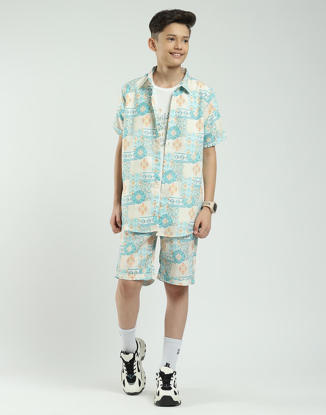 

Monte Carlo Boys Regular Fit Printed Half Sleeve Co-ord Set 11-12 Years зелёный