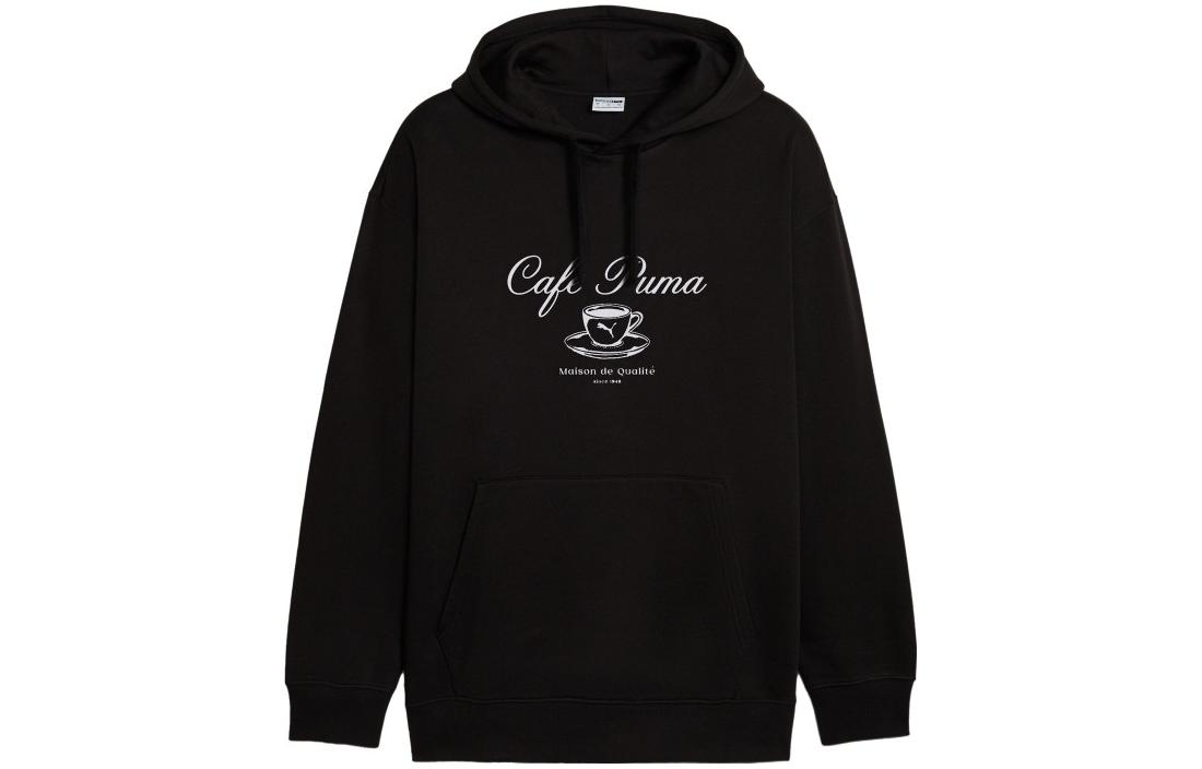 PUMA Classics Cafe Hoodie Fl Sweatshirts Men s Black Hooded Moderate Regular 626322-01 L