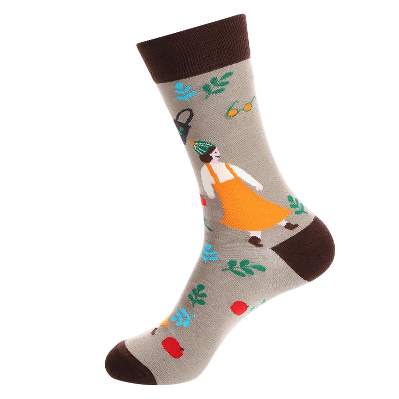 Cartoon Fruit Animal Cake Flower Mixed Colors, Pure Cotton, INS Fashion Brand, Net Red, Casual Fashion Socks for Men and Women