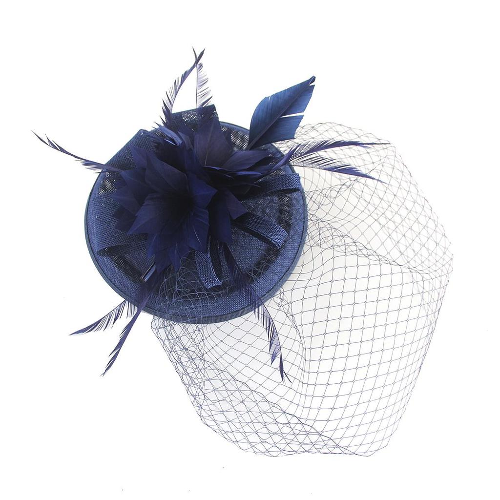 Retro Sinamay Headband Fascinator Wedding Ascot Hat Hatinator Birdcage Veil