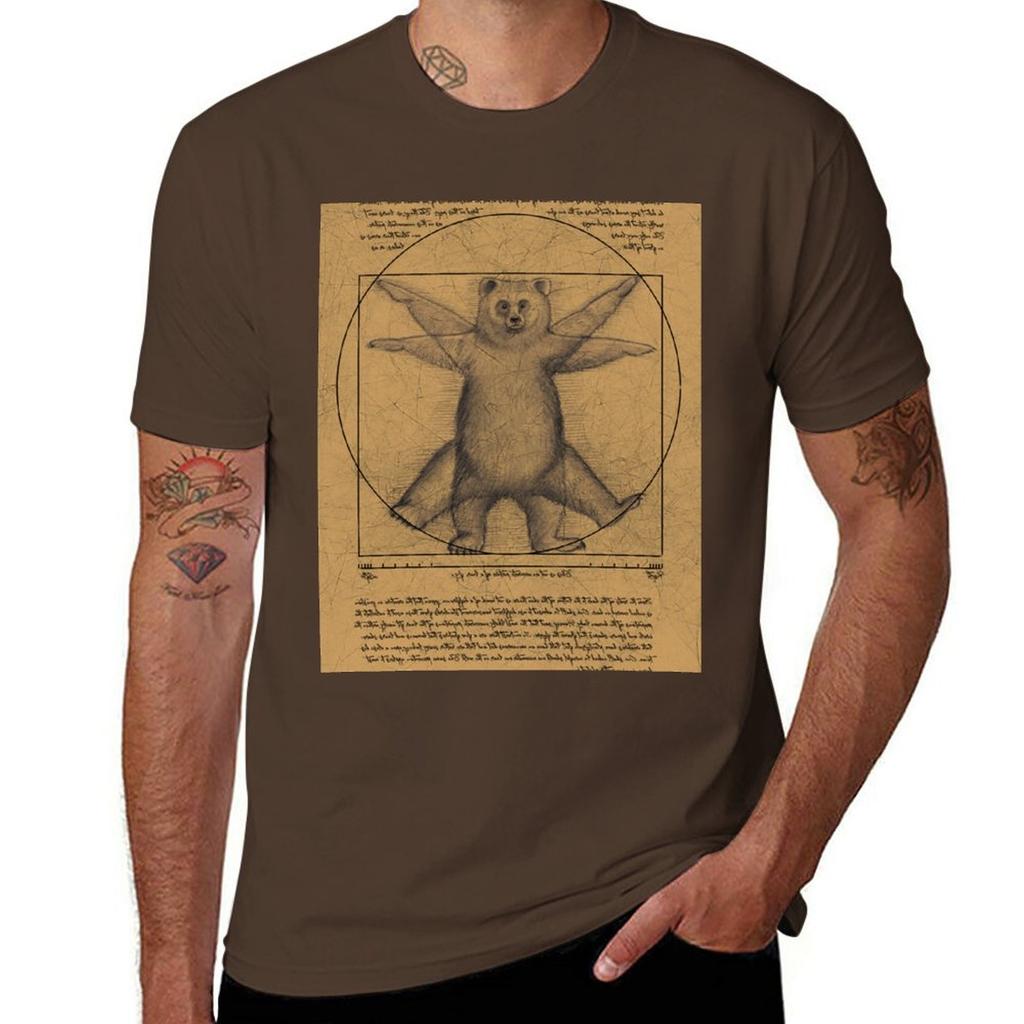 New The vitruvian bear TShirt boys t shirts Aesthetic clothing mens plain t shirts