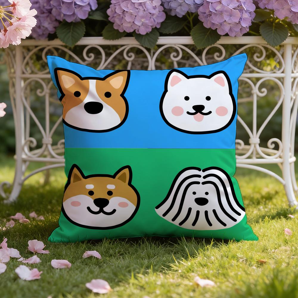 Cartoon Simple Cute Dog Cushion Cover Home & Car Dual-Scene Pillow Cover: Reversible for Premium Comfort