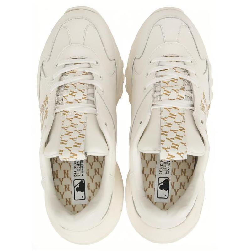 MLB Big Ball Chunky Monogram Lt Low Top Chunky Sneakers Unisex White Gold Sneakers 32SHCM011-50I