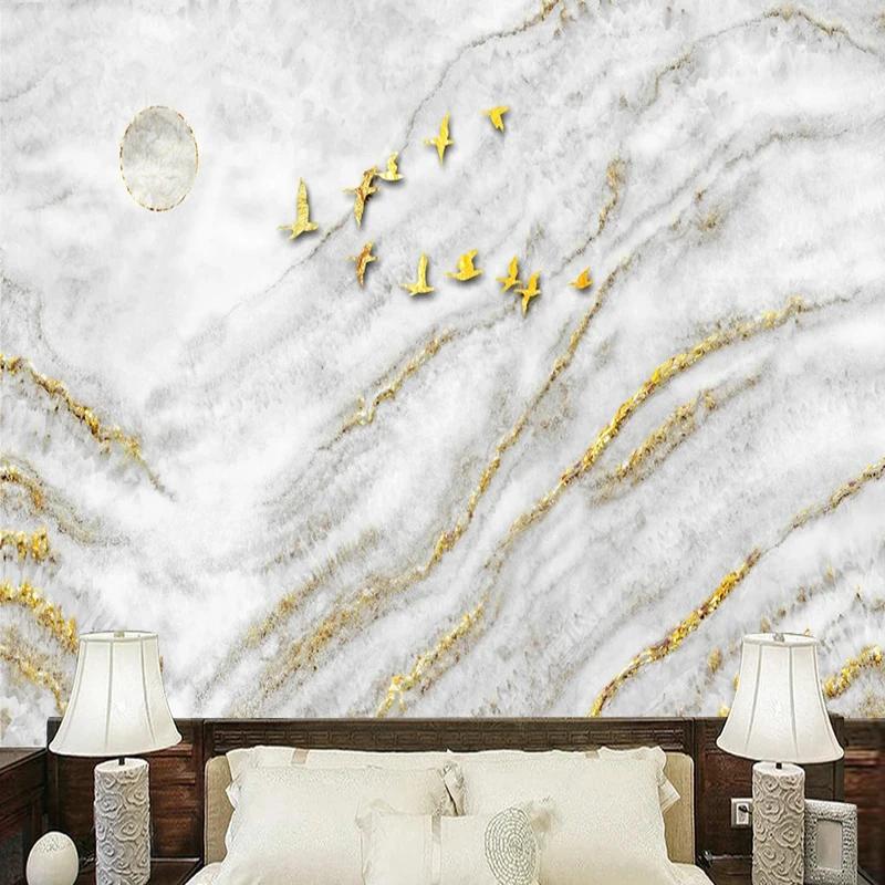 Marble Photo Wallpaper Gold Leaf Scenery Mural Wall Paper Living Room TV Bedroom Luxury Home Decor