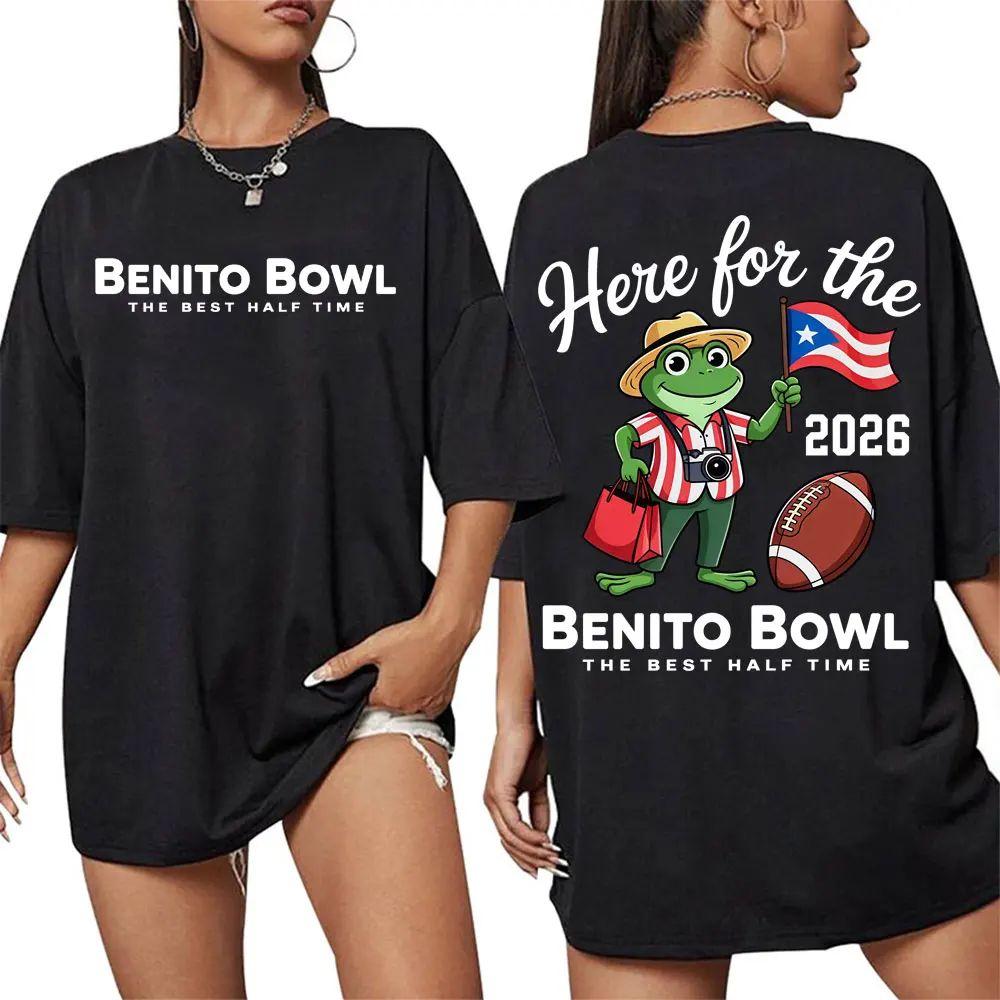 Bad Bunny Bowl 2025 Tour Tee Shirt Here for Benito Bowl Cute Cartoon T Shirt Harajuku Y2k Oversized Tshirt Streetwear Unisex