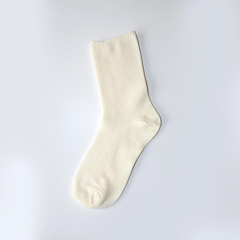 

Женские весенне-осенние однотонные вертикальные гольфы 1 pair молочный белый