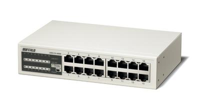 Buffalo Kompatibles Metallgehäuse-Netzteil 16 Ports weißer Switching-Hub 10/100Mbps eingebaut LSW3-TX-16NSR