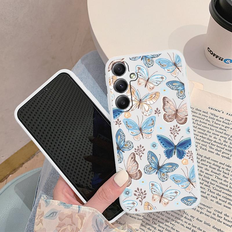 

Мягкий силиконовый чехол с рисунком бабочки для Samsung A55 M35 S24 Xiaomi Redmi Note 13 Pro iPhone Huawei Honor Realme Camera Защитный противоударный чехол Samsung Galaxy S9 Plus