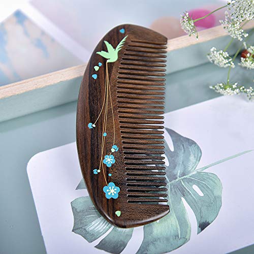 TAN MUJIANG Wooden Comb, Anti-Static, Natural Wood, Made of Green Plum Blossoms